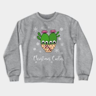 Christmas Cactus - Cacti Couple In Christmas Candy Cane Bowl Crewneck Sweatshirt